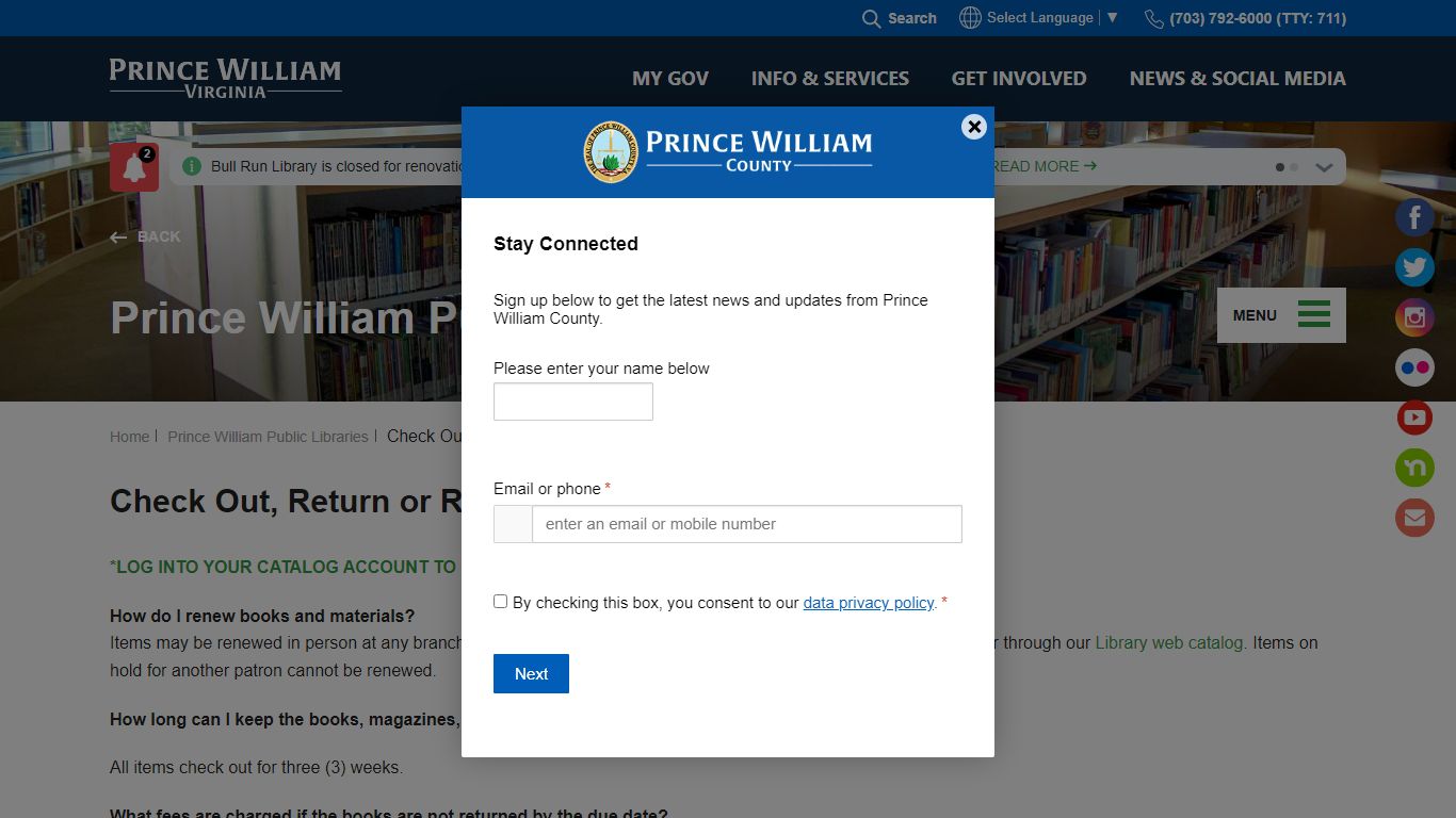 Check Out, Return or Renew - Prince William County, Virginia